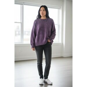 A New Day Purple Textured Knit Crewneck Sweater Oversized Cozy Size L